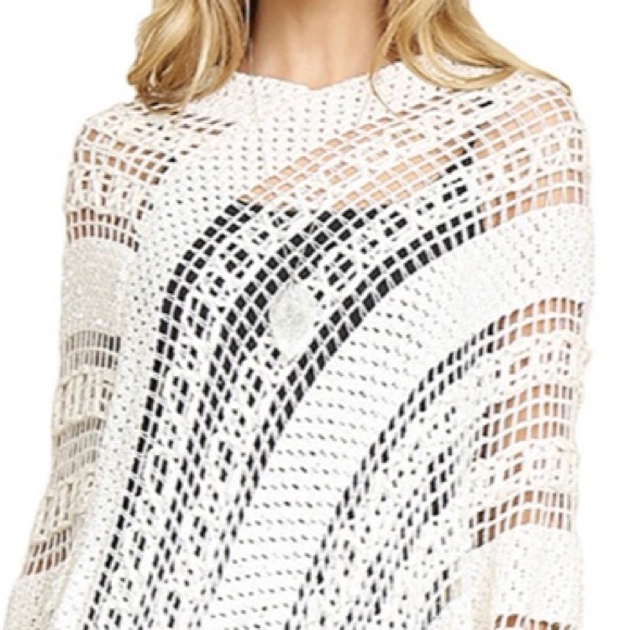 Brand New Chic Cream Boutique Crochet Poncho - Picture 4 of 6